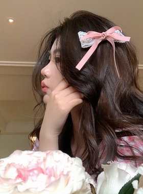 少女编发丝带头饰蝴蝶结蕾丝发饰绑发发夹女后脑勺扎头发绑带飘带