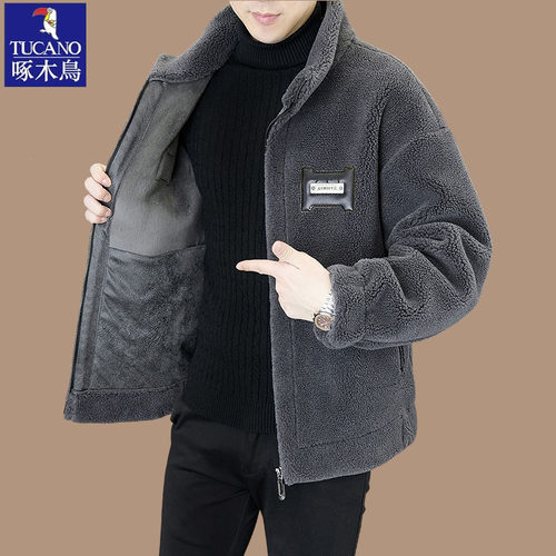 【抗寒-25℃】啄木鸟冬季双面绒羊毛外套男士加厚保暖皮草大衣男 - 图2