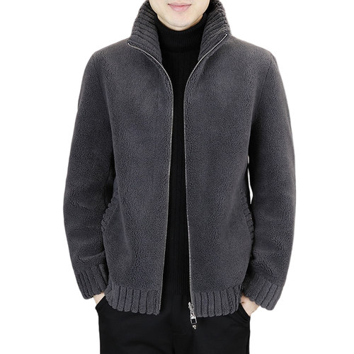 啄木鸟羊羔绒立领外套秋冬新款修身高档皮毛一体双面可穿羊毛外套 - 图3