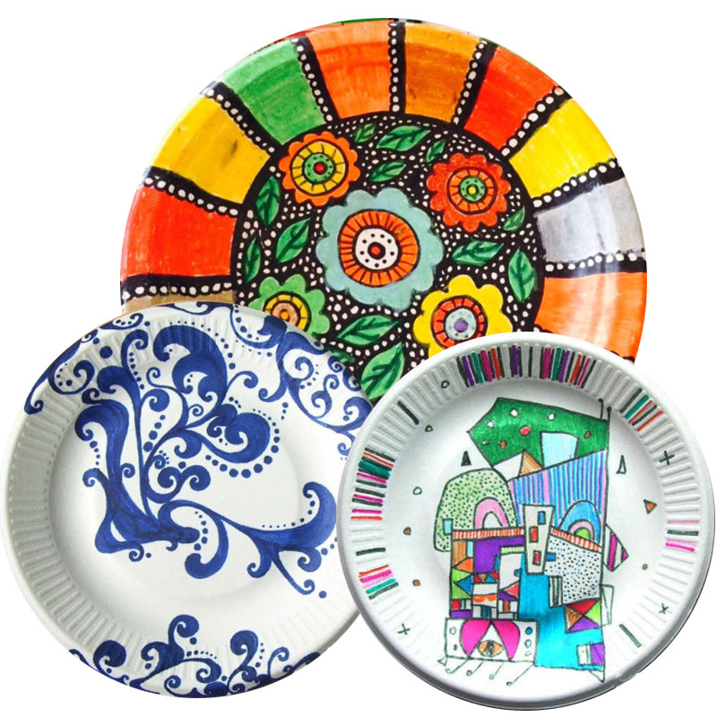 一次性餐盘纸盘画画手工diy制作材料幼儿园儿童绘画纸碟蛋糕盘子