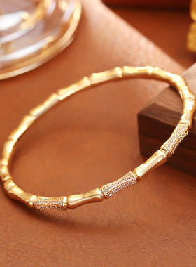 新国潮竹节步步高手镯铜镀真金高级感时尚小众设计手环新中式手饰