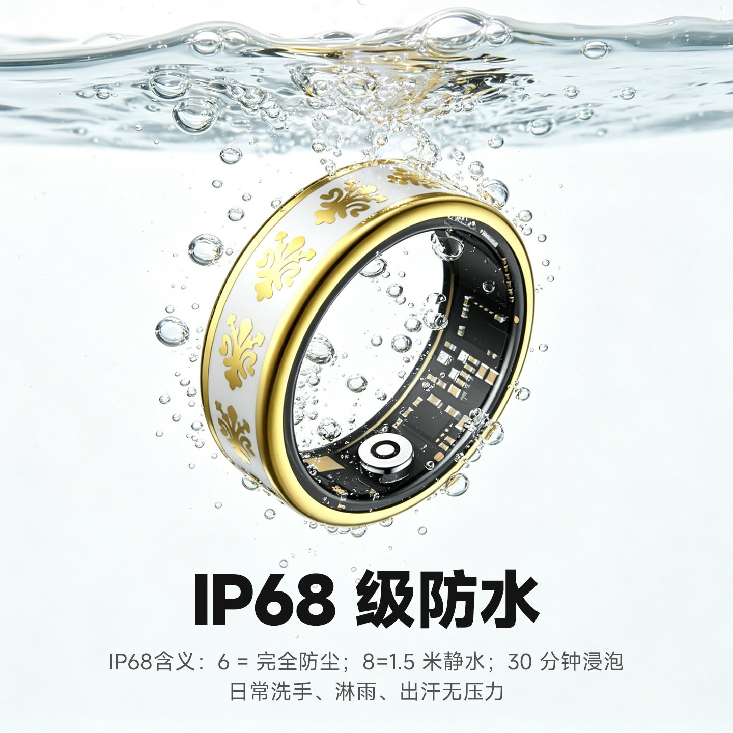 Smart Ring Enamel Heart Rate Blood Oxygen Sleep HRV Heart Rate Variability Stress Test Health Ring