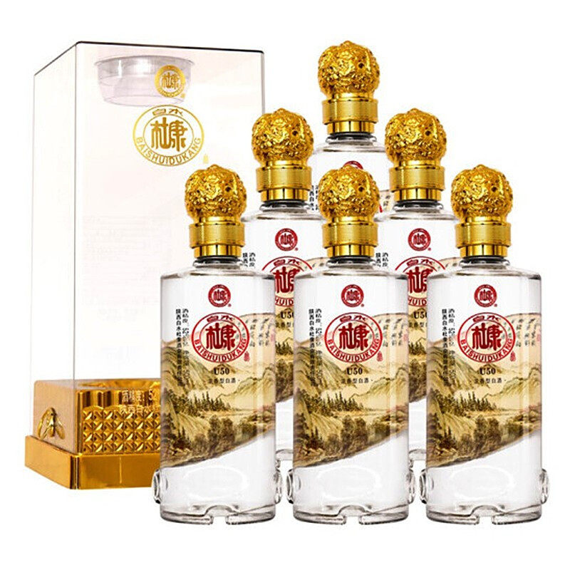 白水杜康U50山水情浓香型52度整箱500ml*6瓶装礼盒装送礼宴请白酒,淘宝优惠券,粉丝福利购,淘宝优惠卷