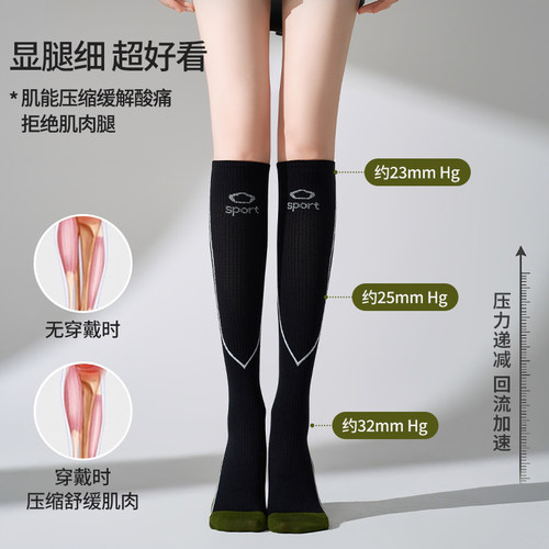 健身强力运动瘦腿2025秋冬新款室内压力袜女士专业运动压力小腿袜 - 图0