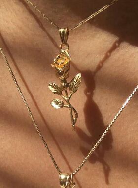 BONNIE定制欧美玫瑰金色项链