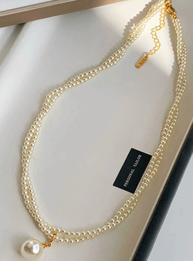 米白珍珠项链女轻奢时尚锁骨链