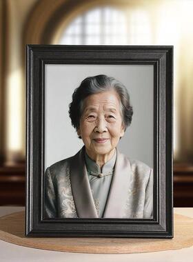 木质相框墙挂老人照片实纪