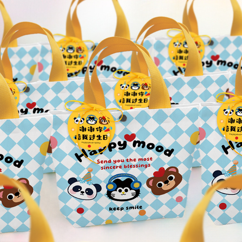儿童生日伴手礼幼儿园小朋友全班礼品回礼手提袋周岁宴帆布袋定制 - 图0