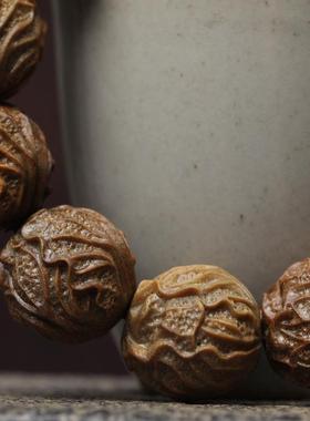 阿根廷绿檀木雕刻手串白菜百财招财纳福文玩手链天然原创设计