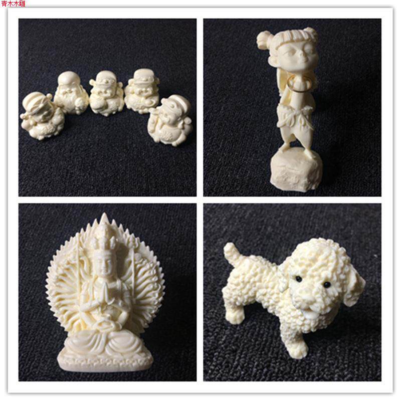 商海象牙果雕刻麒麟福猪四不猴千手观音福星高照泰迪哪吒手办摆件