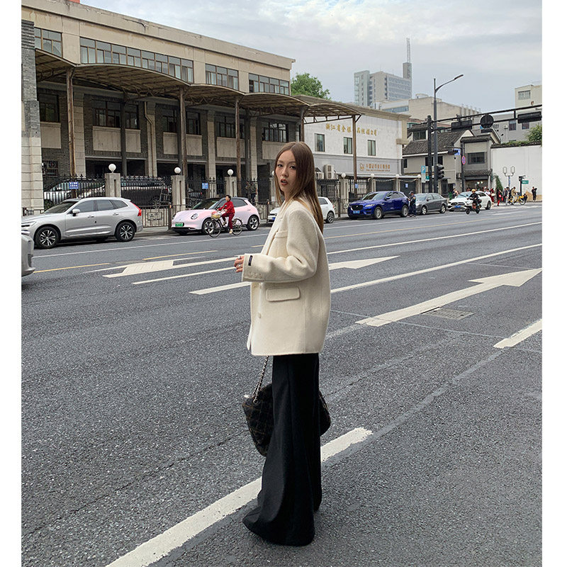 洛边 【清冷冬日】羊驼秋冬双面呢保暖大衣西装服宽松羊毛外套女,淘宝优惠券,粉丝福利购,淘宝优惠卷