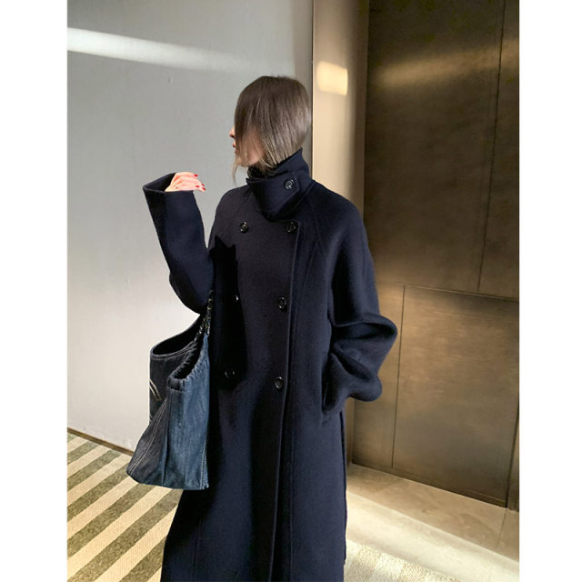 Luobian double-sided wool coat for women Hepburn woolen coat