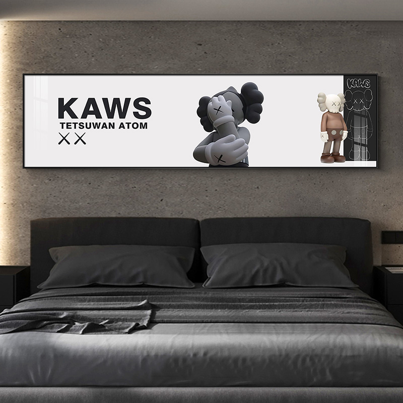 暴力熊床头挂画潮牌KAWS轻奢创意壁画卧室装饰画现代简约主卧墙画