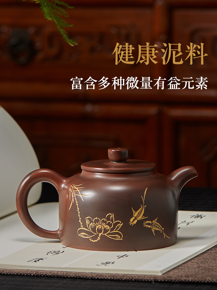 定制钦州坭兴陶茶壶 纯手工壶梁业兰德钟壶陶壶泡茶壶茶具非紫砂 - 图2