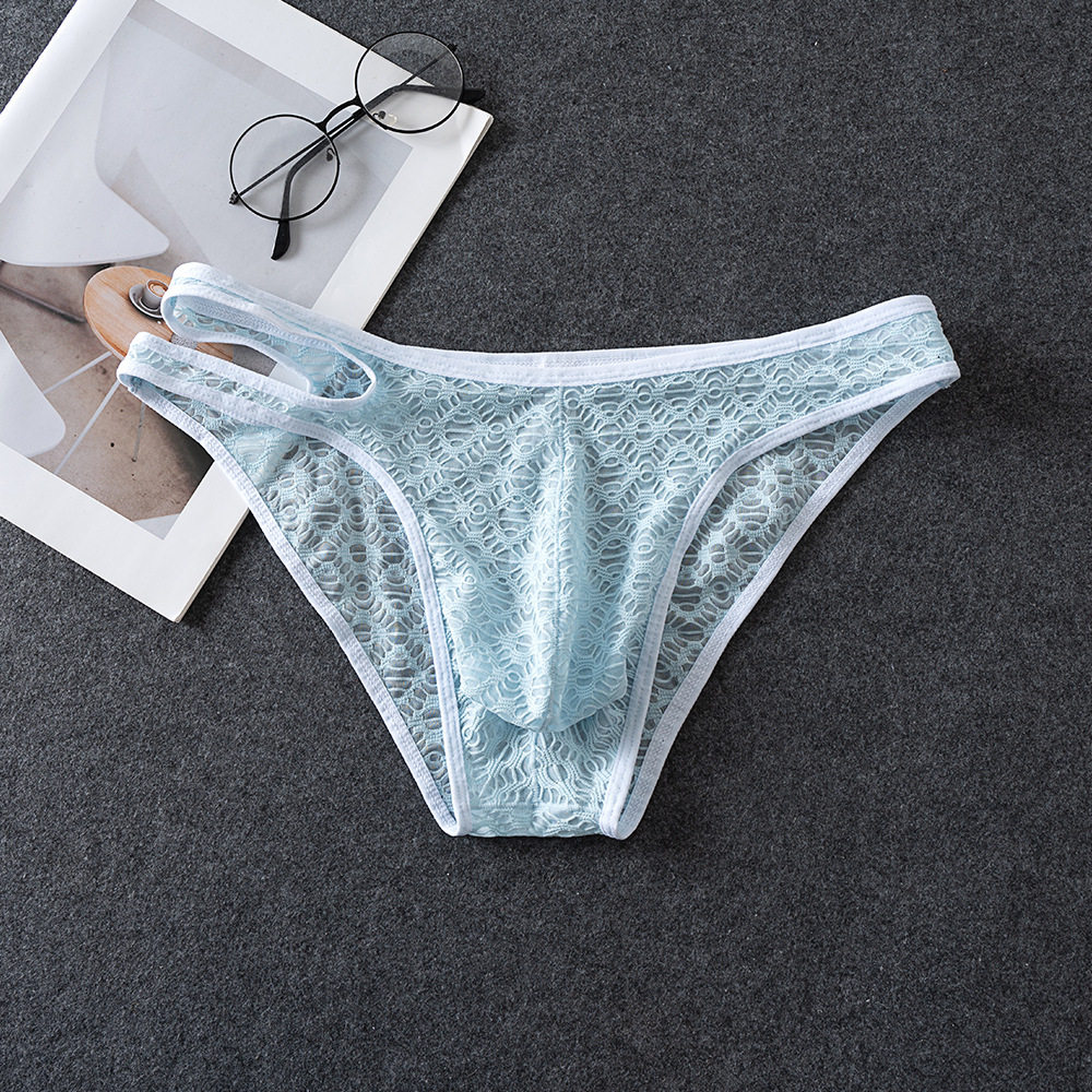 男士时尚蕾丝三角性感囊袋透明修身内裤,淘宝优惠券,粉丝福利购,淘宝优惠卷