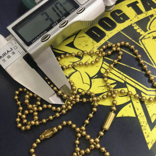 3.0mm纯黄铜圆珠链美军身份牌军牌士兵牌狗牌DOGTAG项链挂链饰品 - 图0