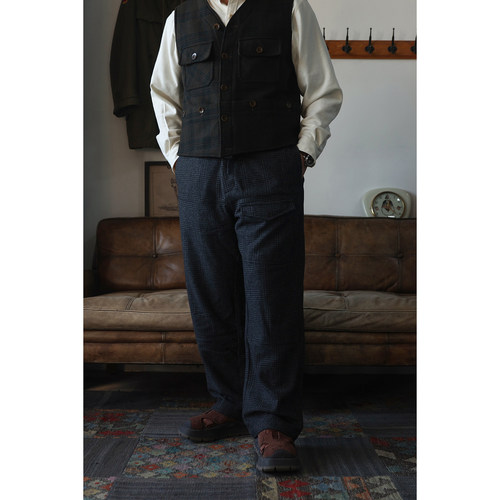 Secondorder FW24 Checked EasyArmy Trousers复古格纹抽绳休闲裤 - 图1