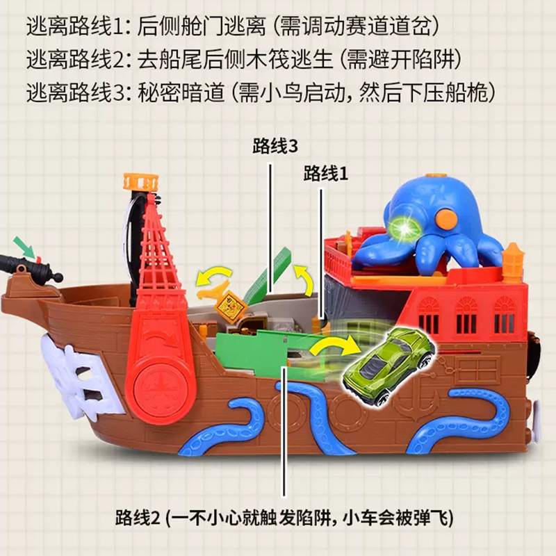 德国dickietoys海盗船玩具可下水超大号套装声光轮船章鱼新年礼物-图0