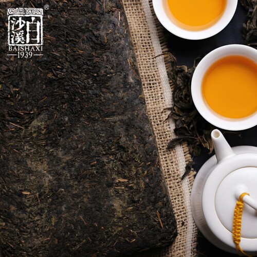 原装白沙溪1kg三年陈天茯茶手筑金花茯砖高山茶黑茶湖南安化正宗 - 图1