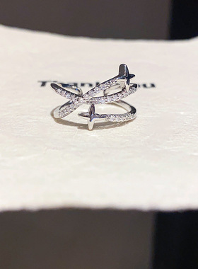 芒星交叉双层开口戒指