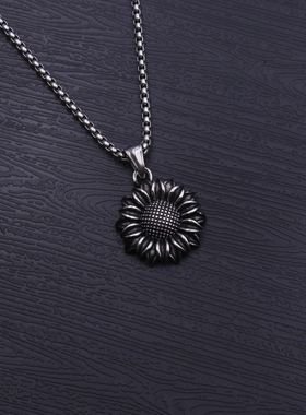 向日葵项链个性气质复古太阳花吊坠 欧美时尚简约饰品挂件配饰