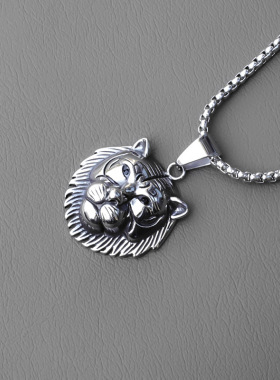 复古钛钢老虎头不锈钢项链欧美动物饰品个性复古吊坠潮男女生时尚