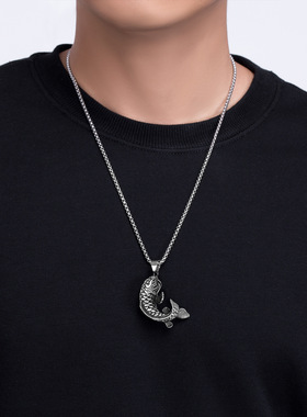 欧美爆款项链鲤鱼个性复古项链环保纪念品项链配饰不锈钢锦鲤