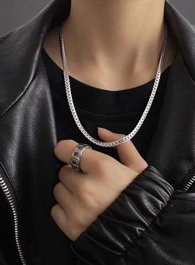 潮流项链钛钢压花古巴链