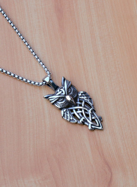 欧美跨境速卖通时尚猫头鹰动物不锈钢男女钛钢链条配件外贸吊坠