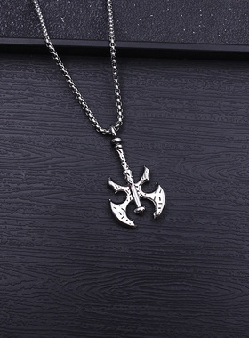 欧美复古维京吉他骷髅十字架钛钢链条珍珠项链不锈钢链条简约