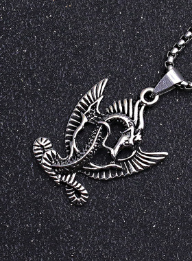 厂家销售个性龙腾男士钛钢项链 祥龙潮男吊坠挂饰品不锈钢跨境