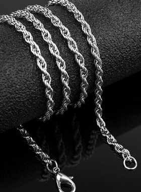 麻花链条男士链子饰品女士项链锁骨链淘宝亚马逊货源锁骨链扭曲