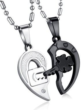 促销淘宝爆款情侣项链锁一对 爱心形钥匙项链吊坠男女款韩版时尚