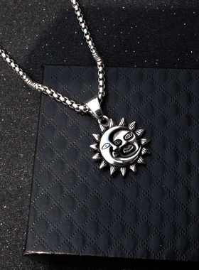 速卖通爆款太阳骷髅十字架项链配不锈钢项链男女外贸吊坠锁骨链