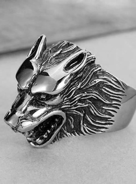 ebay欧美戒指 男 霸气狼头戒指手指指环外贸饰品厂家货源