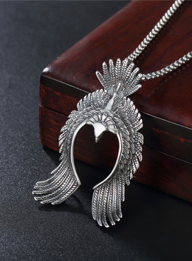 跨境热销欧美复古不死鸟凤凰不锈钢饰品个性潮流吊坠项链配饰