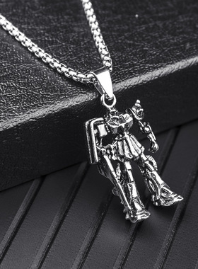 欧美复古做旧机器人项链男女潮酷嘻哈蹦迪休闲百搭长款卫衣链