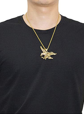 厂家直供不锈钢老鹰吊坠复古潮男外贸新款钛钢雄鹰展翅项坠项链