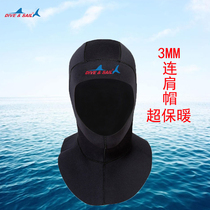 3mm Tandem Shoulder Warm Mask Diving Cap Snorkeling Surf Headgear Swimming Winter Swimming Special Protective Ear Headgear Hat