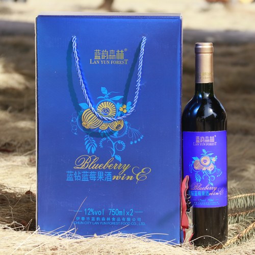 东北特产伊春蓝韵森林蓝钻蓝莓果酒低度酒750ml2瓶起包邮 - 图1