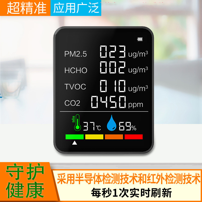 家用甲醛检测仪pm2.5 pm1.0 pm10颗粒物监测CO二氧化碳测试仪TVOC