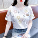 时尚印花短袖t恤女宽松休闲百搭女士上衣2025夏季圆领雪纺衫体恤