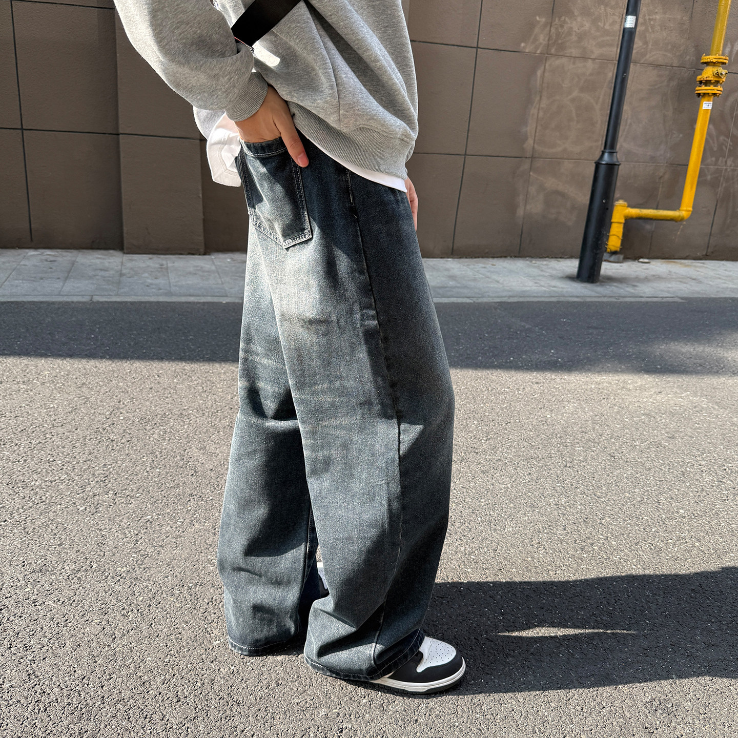 GOOZI MADE渐变水洗牛仔裤男冬季美式青少年宽松阔腿直筒工装长裤,淘宝优惠券,粉丝福利购,淘宝优惠卷