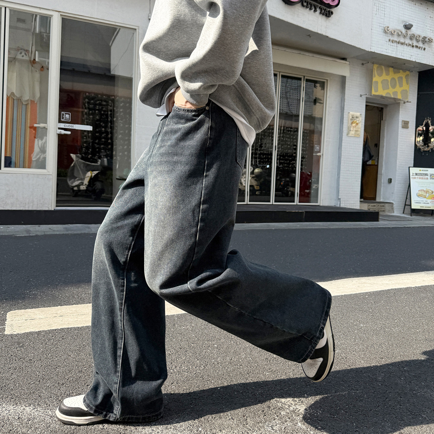 GOOZI MADE渐变水洗牛仔裤男冬季美式青少年宽松阔腿直筒工装长裤,淘宝优惠券,粉丝福利购,淘宝优惠卷