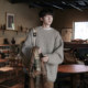 Solid color crew neck sweater for men in autumn and winter Japanese style retro