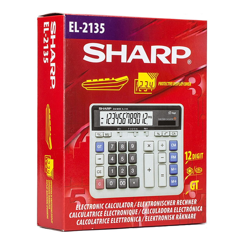 拓业数码专营店SHARP夏普EL-2135电脑大按键银行财务会计出纳计算器12位数太阳能餐饮酒店桌面电子商务办公用计算机3