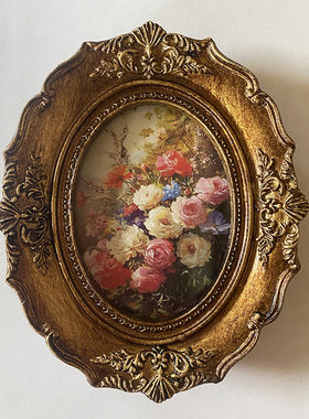 装饰画框欧式雕花椭圆形画框法式客厅卧室复古相框摆件儿童相框