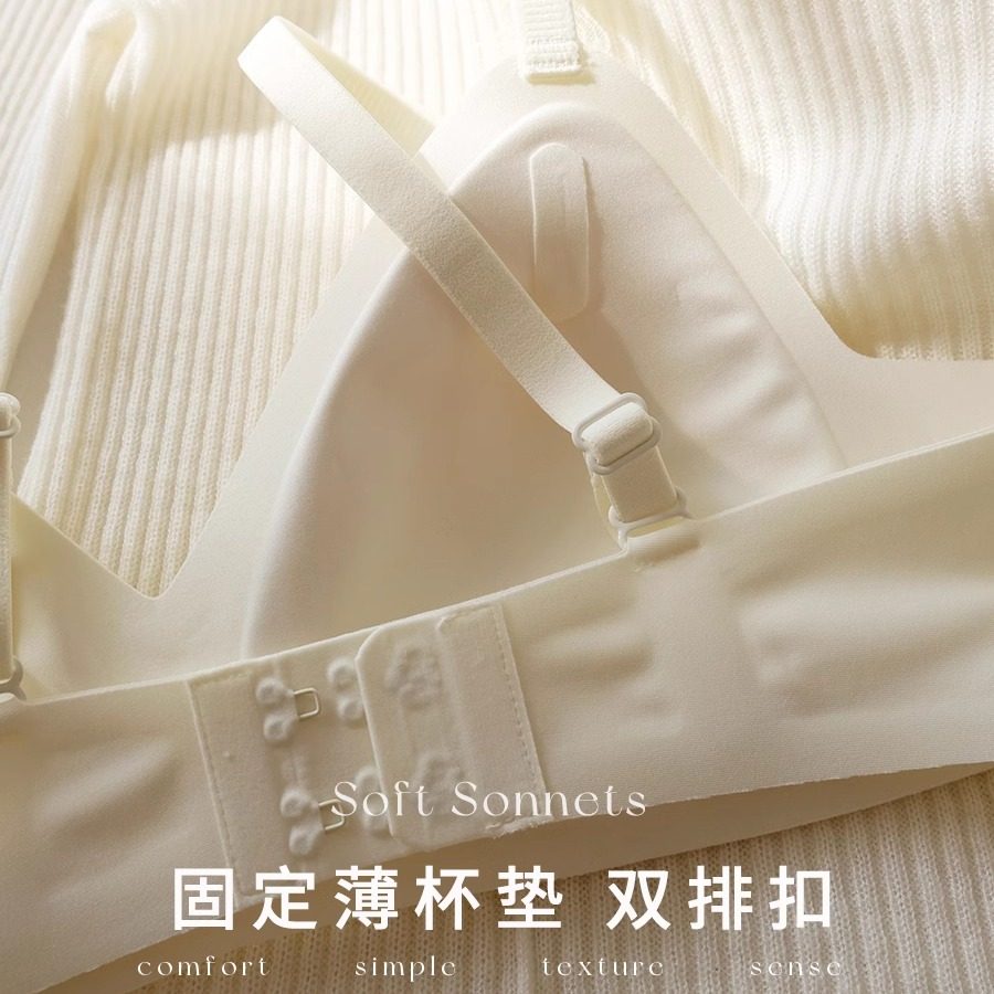 SoftSonnets蕾丝内衣法式性感文胸薄款三角杯小胸微聚拢胸罩女