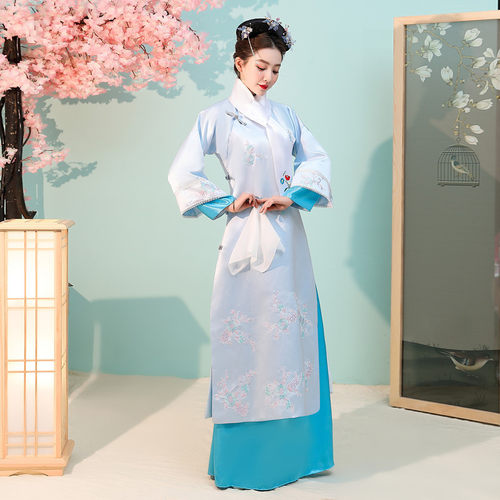 清朝古装格格服装满族旗服女古代宫女娘娘嬷嬷宫廷甄嬛传演出服装 - 图0