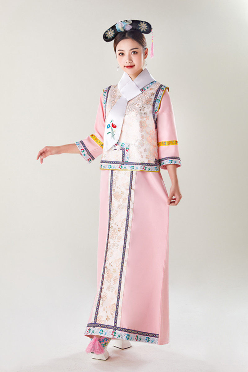 新款清朝格格服装女满族古代服装春秋装格格公主清朝旗服宫廷服饰_虎窝淘